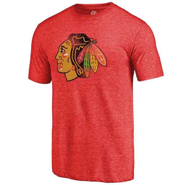Men's Chicago Blackhawks Fanatics Branded Distressed Team Primary Logo Tri Blend T-Shirt Red FengYun,We sell and wholesale Men's Chicago Blackhawks Fanatics Branded Distressed Team Primary Logo Tri Blend T-Shirt Red FengYun on line form chian!